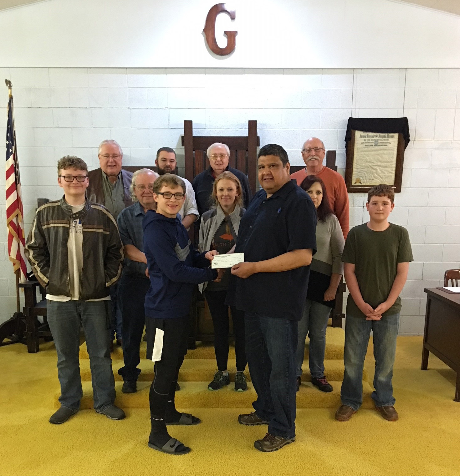 Masons Present Check to Yale Band and Boosters